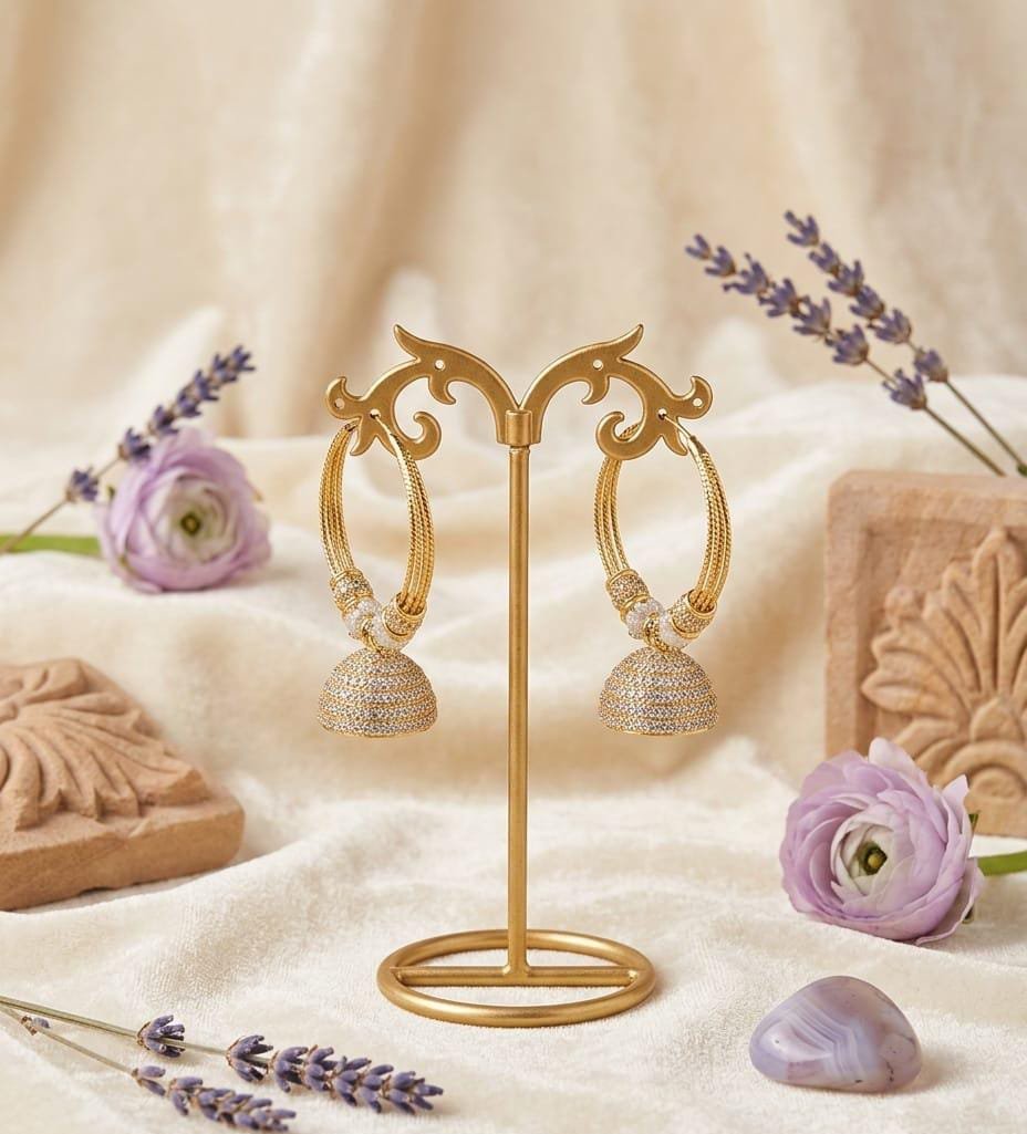 Elegant Gold Plated Jhumka Earrings for Women – Designer Hoop Jhumki